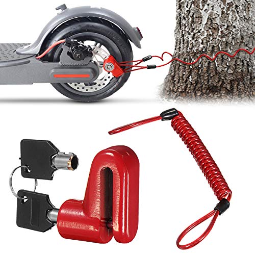 Blocco Freno a Disco,Scooter Elettrico Rosso+Corda di Promemoria - Ilgrandebazar