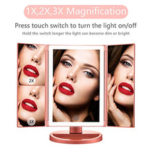 Carica l&#39;immagine nel visualizzatore di Gallery, Ammiy Specchio per Il Trucco con Luce 1x / 2X / 3X Trifold ingrandente con...