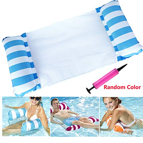 Qdreclod Amaca Gonfiabile Galleggiante da Piscina Reclinabile Lettino Blu