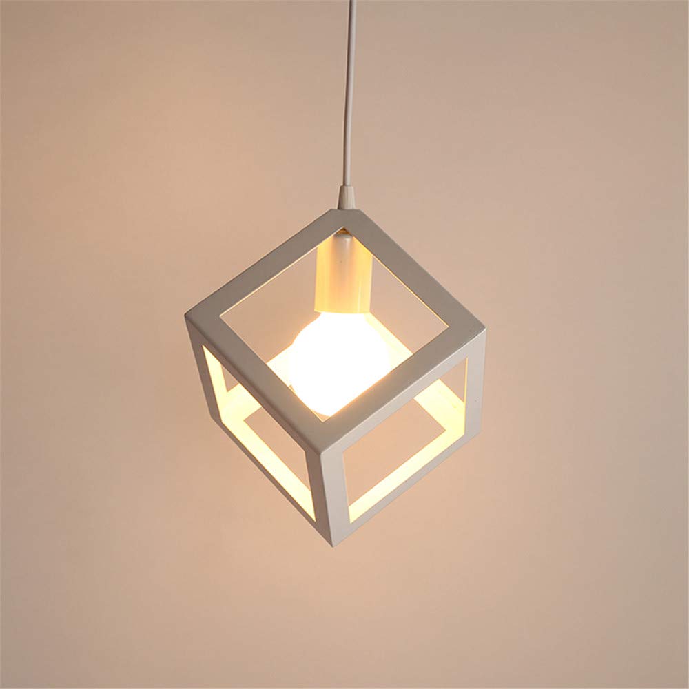 Lampada a sospensione Vintage industriale, cubo creativo battuto Bianco - Ilgrandebazar