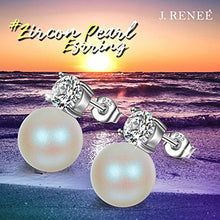 Carica l&#39;immagine nel visualizzatore di Gallery, J. RENEÉ Regalo San Valentino, Orecchini Donna, argento Bianca 8mm - Ilgrandebazar