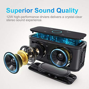 DOSS - Cassa Altoparlante Bluetooth Portatile Soundbox, Pulsanti Touch, Nero