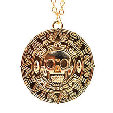 Carica l&#39;immagine nel visualizzatore di Gallery, Ciondolo a forma di moneta / medaglione azteco con teschio, stile Pirati Gold - Ilgrandebazar