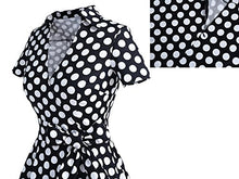 Carica l'immagine nel visualizzatore di Gallery, Timormode Donna A-Line Short Sleeve Retro 1950s Vintage Prom L, Black Dots - Ilgrandebazar