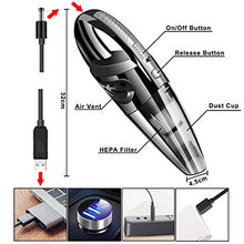 Carica l&#39;immagine nel visualizzatore di Gallery, URAQT Aspirabriciole Senza Fili, Aspirapolvere Portatile Potente 12V 120W... - Ilgrandebazar