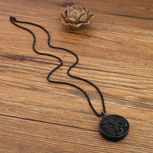 Carica l&#39;immagine nel visualizzatore di Gallery, COAI Pendente in Ossidiana Nera con San Michele Intarsiato, Acciaio Inox