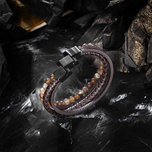 Carica l&#39;immagine nel visualizzatore di Gallery, Murtoo Bracciale Uomo Pelle e Pietra Naturali con Chiusura Giove - Ilgrandebazar