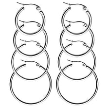 Carica l&#39;immagine nel visualizzatore di Gallery, 4 Paia Orecchini in Acciaio Inox a Cerchio Argento Oro - Ilgrandebazar