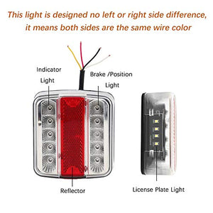 Hawkeye Rimorchio LED Fanali Posteriori 4 piazza, Trasparente & rosso