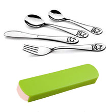 Carica l'immagine nel visualizzatore di Gallery, RedColory Set di posate per bambini in acciaio inox a forma fumetto Orso