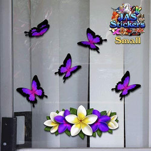 Fiore Viola Frangipani Plumeria Piccolo Grappolo + farfalla adesivo... - Ilgrandebazar