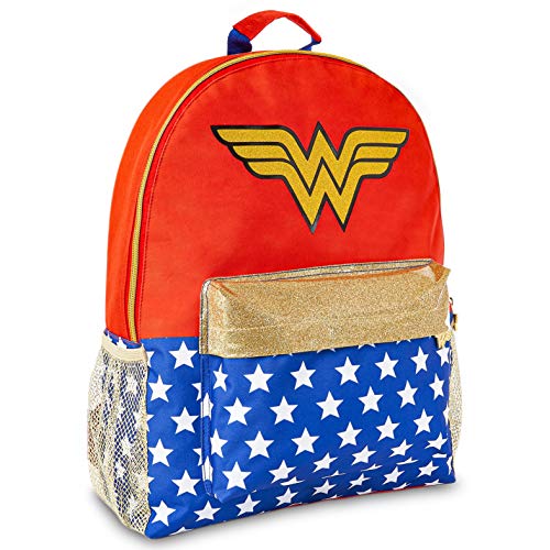 DC Comics Zainetti Da Donna Wonder Woman, Zaino Casual Rosso Con Glitter Oro...