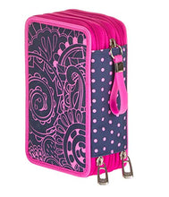 Carica l&#39;immagine nel visualizzatore di Gallery, ASTUCCIO scuola SEVEN - MANDALA - 3 scomparti - Blu - pennarelli matite...