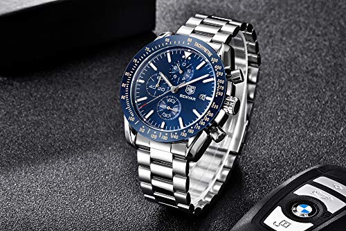 Orologio Uomo Benyar Cronografo Al Quarzo Con Quadrante 46 Mm, Cinturino In Pelle, Impermeabile E Luminoso