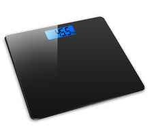 Carica l'immagine nel visualizzatore di Gallery, Bilancia Pesapersone elettronica digitale da bagno, piattaforma 28x28cm portata 180KG display retroilluminato controllo del peso (nera)