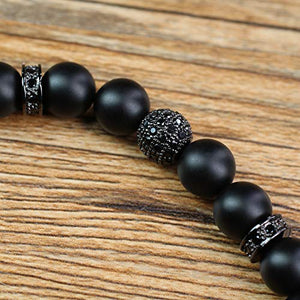 COAI Set Due Bracciali da Uomo in Onice Opaca e Amuleto Teschio, Bracciali...