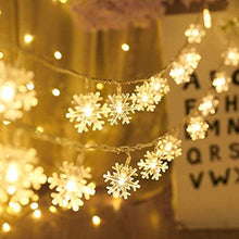 Carica l'immagine nel visualizzatore di Gallery, EFFE Strisce LED forma di fiocco di neve a 20 LED con luci a LED Luci da stringa a LED da 3M Luci a batteria impermeabili per giardino di Natale Patio Camera da letto Decorazioni Illuminazione