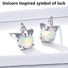 Carica l'immagine nel visualizzatore di Gallery, BETOY Orecchini Unicorno 925 Sterline D'argento Abbaglianti... - Ilgrandebazar