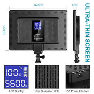 Neewer RALENO Luce 192 LED Ultra Sottile con LCD Display, Batteria a Litio...