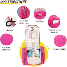 Carica l&#39;immagine nel visualizzatore di Gallery, Beauty Case da Viaggio Uomo Donna 16 Scomparti Borsa Da Toilette Grande Rosa