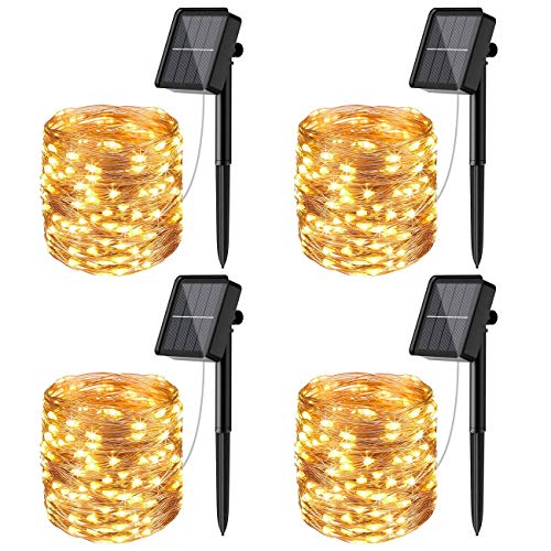 litogo [4 Pacchi] Catena Luminosa Esterno Solare, 56m 480 LED Luci Solari Esterno 8 Modalità Impermeabili Filo di Rame Luci Lucine da Esterno per Giardino, Natale, Patio, Cancello, Matrimonio, Festa