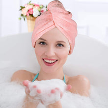Carica l&#39;immagine nel visualizzatore di Gallery, Asciugamano Capelli a Turbante, Capelli asciutti Asciugamani in Microfibra Asciugacapelli Rapida, Asciugatura Rapida Assorbimento Acqua Asciugatura Capelli Cottone Femmina Cuffia Doccia ( lot de 3)
