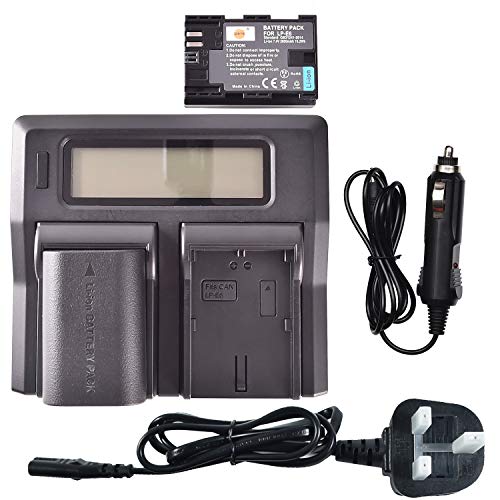 LP-E6 DSTE - Batteria di ricambio (2 pezzi) e rapida LCD Dual Charger...