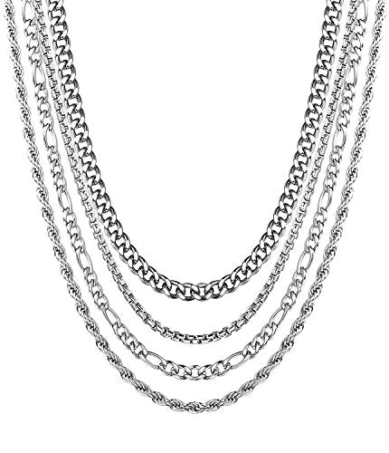 BESTEEL 4 Pezzi Acciaio Inossidabile Collana Catena per Uomini e Donne Set... - Ilgrandebazar