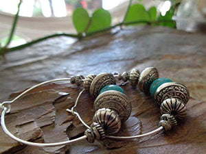 ✿ NUOVI BOHO TRIBAL CREME TURCHESI ✿ Orecchini stile Bali