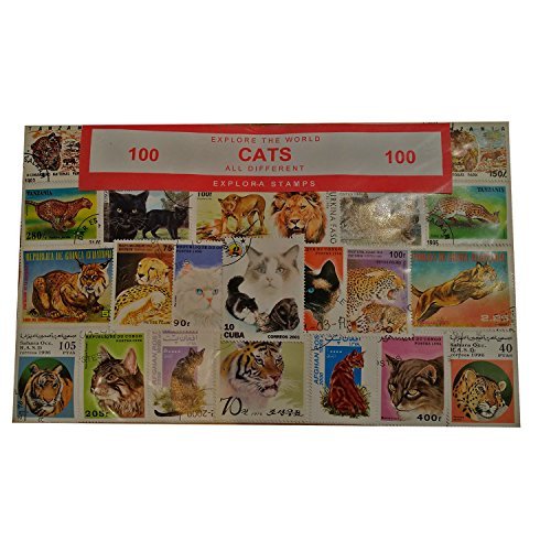 Worldwide Cats Collection Wild / Lions / Pet 100 Different Stamps!...