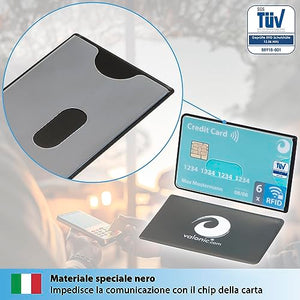 valonic Custodia RFID Blocker – 6 pezzi – Certificazione TÜV – Plastica – Trasparente – Custodia NFC – Custodia per carte di credito e carte di credito, trasparente, 6x Seiteneinschub, Porta carte di