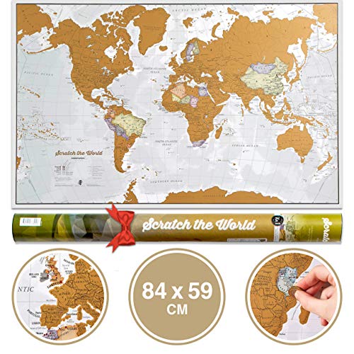 Mappa del mondo da grattare e idee regalo - Extra large - 84 x 59 cm - Maps...