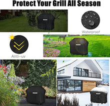Carica l'immagine nel visualizzatore di Gallery, Copertura Barbecue, Impermeabile Telo Protettivo per BBQ Grill Antivento, Resistente agli Strappi Copertura per Barbecue da Esterno, Anti Polvere Neve Pioggia Sole raggi UV (145 x 61 x 112 cm)