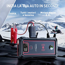 Carica l&#39;immagine nel visualizzatore di Gallery, YABER Avviatore Batteria Auto, 3500A 23800mAh Avviatore Emergenza per Auto (Adatto a Tutti i Veicoli a Benzina o 8.0L Diesel), 10W Caricatore Wireless con Torcia LED, USB C