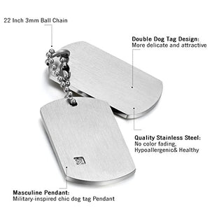 Cupimatch Uomo Collana Dog Tag con catena acciaio inox stile Militare Argento - Ilgrandebazar