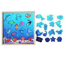 Carica l&#39;immagine nel visualizzatore di Gallery, TOWO Gioco da Pesca in Legno Magnetico – include 15 Sagome con... - Ilgrandebazar