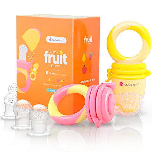 Ciuccio per Alimenti/Ciuccio Frutta Neonati Peach Pink & Lemonade Yellow - Ilgrandebazar