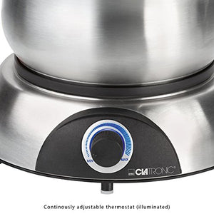 Clatronic 261704 Fonduta con 8 forchettine, Acciaio Inossidabile, Argento, XL - Ilgrandebazar