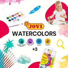Carica l'immagine nel visualizzatore di Gallery, Jovi - Scatola di Acquerelli con Pennello, 24 vaschette da 22mm, Colori Brillanti e Intensi, Pittura facile da diluire con acqua e ad asciugatura rapida, Senza Glutine (800/24)