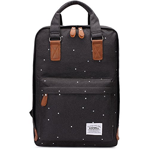 kaukko, zaino per pc portatile Canvas, la scuola e il viaggio, Nero-h7