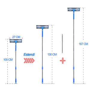 IKU Kit Lavavetri Telescopico Lungo (167CM) - Manico Estensibile, 167 CM, Blu - Ilgrandebazar