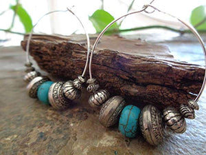✿ NUOVI BOHO TRIBAL CREME TURCHESI ✿ Orecchini stile Bali