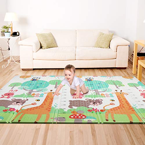 Tappeto Bambini, Bammax Pieghevole Doppio Lato, Gioco Elefante Giraffa