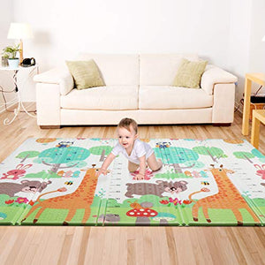 Tappeto Bambini, Bammax Pieghevole Doppio Lato, Gioco Elefante Giraffa