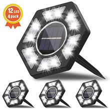 Carica l&#39;immagine nel visualizzatore di Gallery, Fenvella Luci Giardino 12 LEDs, Solari per IP67 4 Pezzi