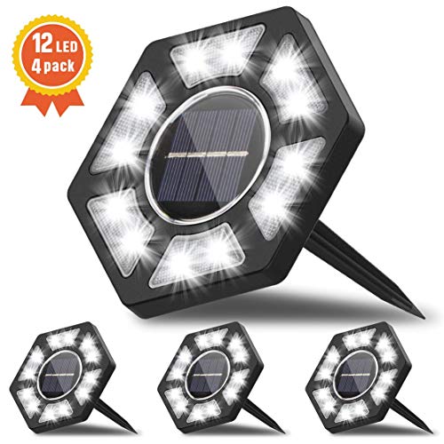 Fenvella Luci Giardino 12 LEDs, Solari per IP67 4 Pezzi