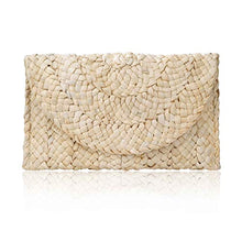 Carica l&#39;immagine nel visualizzatore di Gallery, ISIYINER Pochette in Paglia Estiva,Borsa Mare borsa da donna Eleganti Clutch...