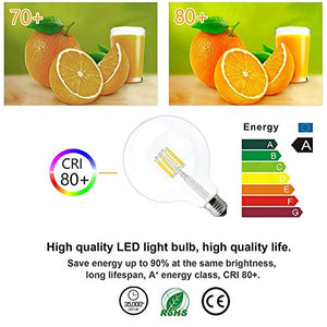 10W G125 E27 Edison LED Filamento Vetro 1-Pacco G125, Bianco Caldo - Ilgrandebazar