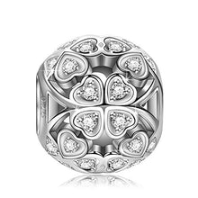 Carica l&#39;immagine nel visualizzatore di Gallery, NINAQUEEN® Argento Bead Charm Amore - Fortunato Quadrifoglio Ciondolo A - Ilgrandebazar