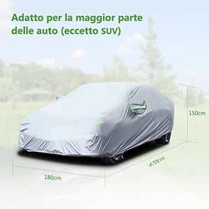 Telo Copriauto LOETAD Impermeabile Antipolvere Anti UV Vento 470 x 180...